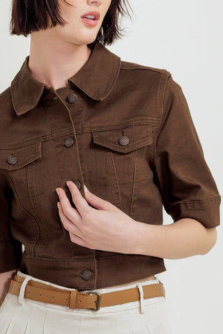 EFFORTLESS EDGE BROWN TWILL JACKET - Glamourous Grace