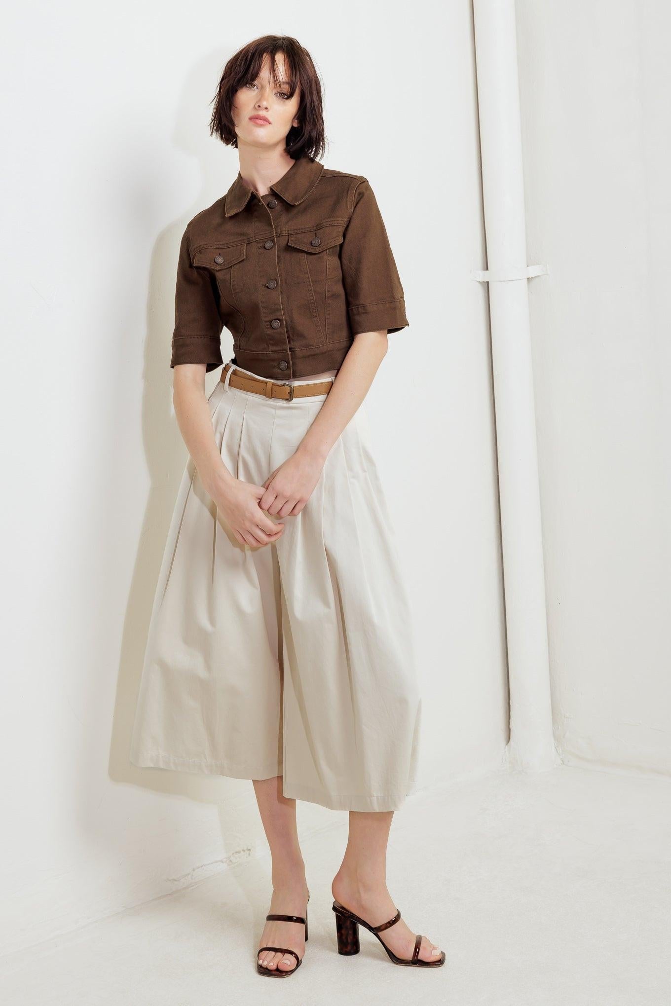 EFFORTLESS EDGE BROWN TWILL JACKET - Glamourous Grace
