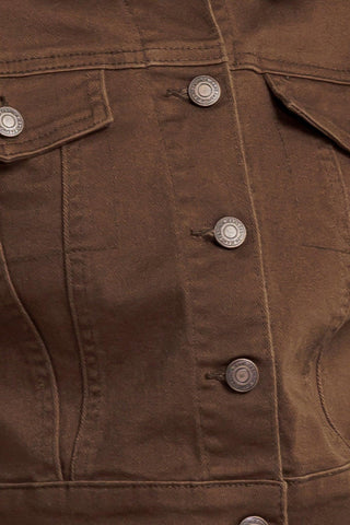 EFFORTLESS EDGE BROWN TWILL JACKET - Glamourous Grace