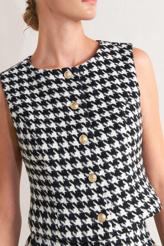 METRO ICON WOVEN HOUNDSTOOTH VEST - Glamourous Grace