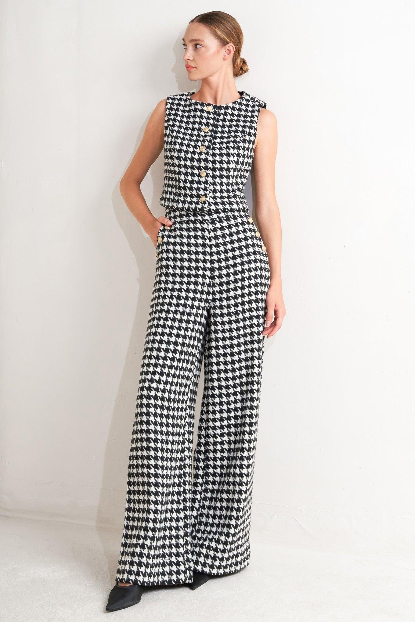METRO ICON WOVEN HOUNDSTOOTH VEST - Glamourous Grace