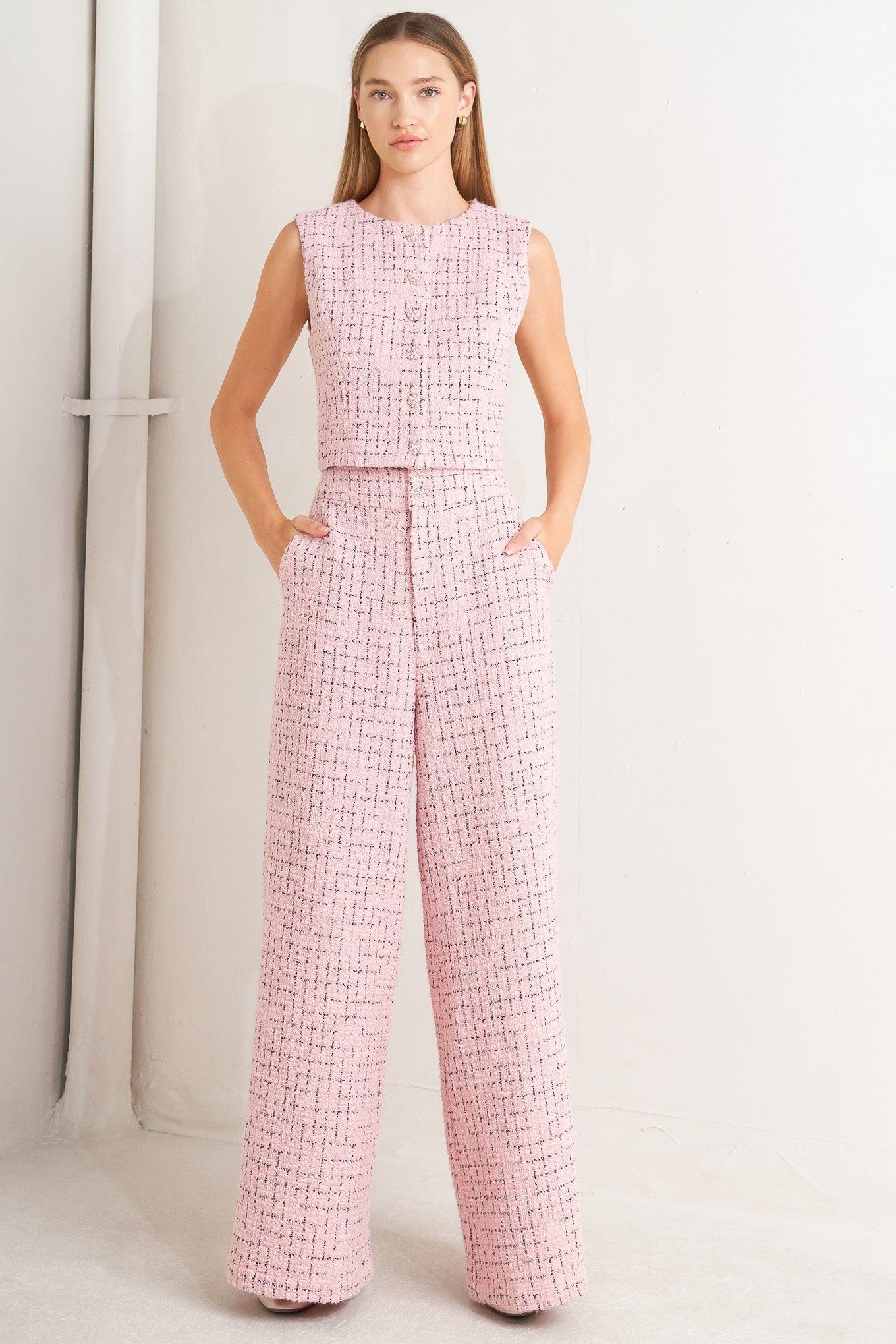 ROSÉ EDGE ENSEMBLE TWEED VEST - Glamourous Grace