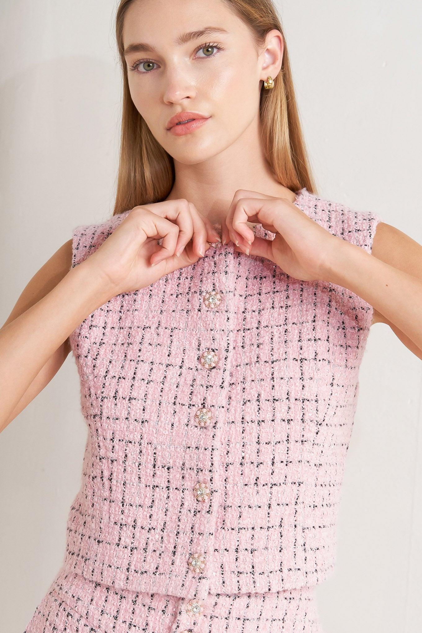 ROSÉ EDGE ENSEMBLE TWEED VEST - Glamourous Grace