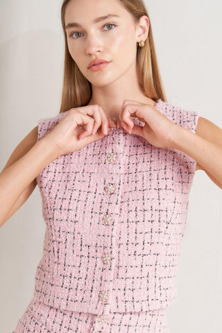 ROSÉ EDGE ENSEMBLE TWEED VEST - Glamourous Grace
