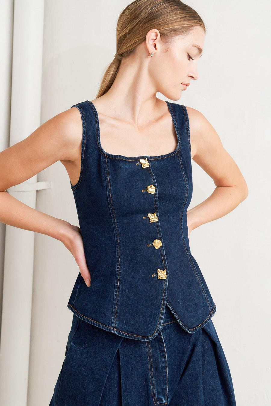 QUIET LUXE DENIM TOP - Glamourous Grace