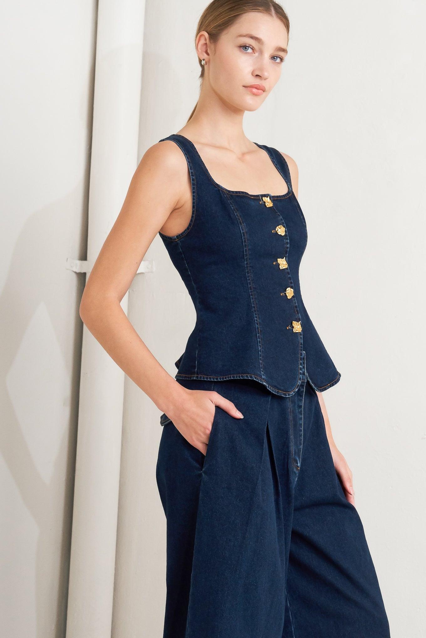 QUIET LUXE DENIM TOP - Glamourous Grace