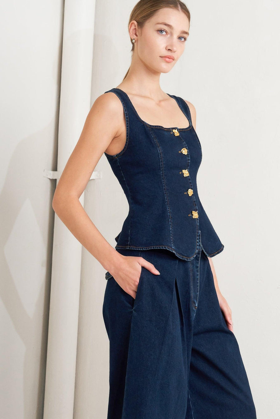QUIET LUXE DENIM TOP - Glamourous Grace