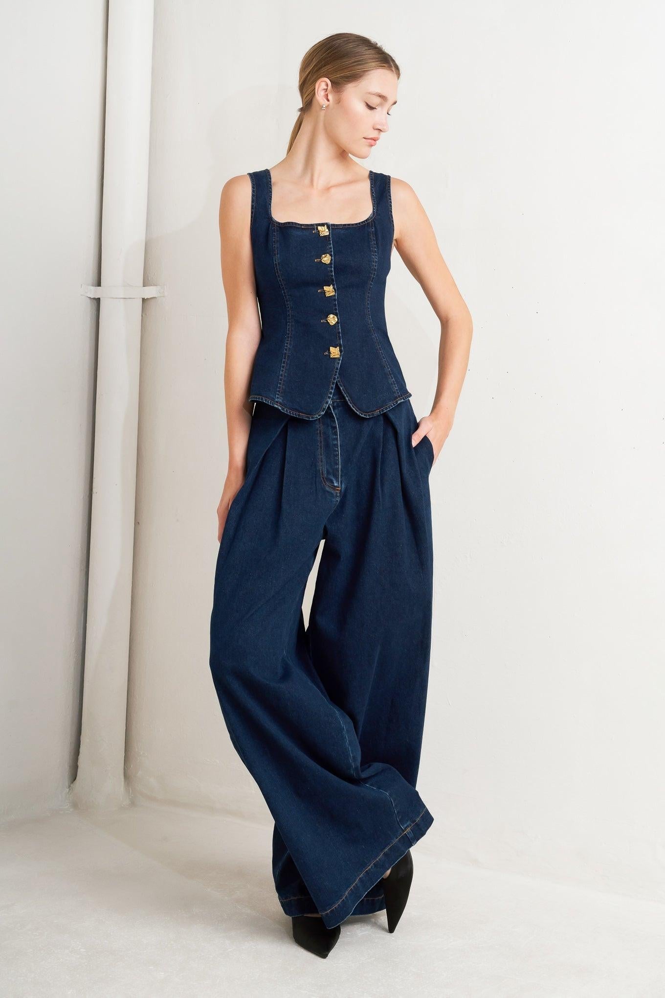 QUIET LUXE DENIM TOP - Glamourous Grace