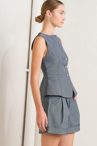 CONFIDENTLY COOL TAILORED WOVEN VEST - Glamourous Grace