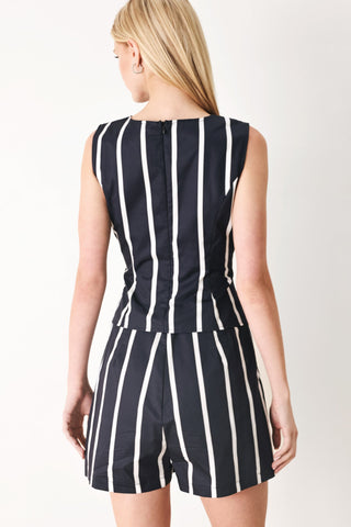 DARK RHYTHM STRIPE WOVEN TOP - Glamourous Grace