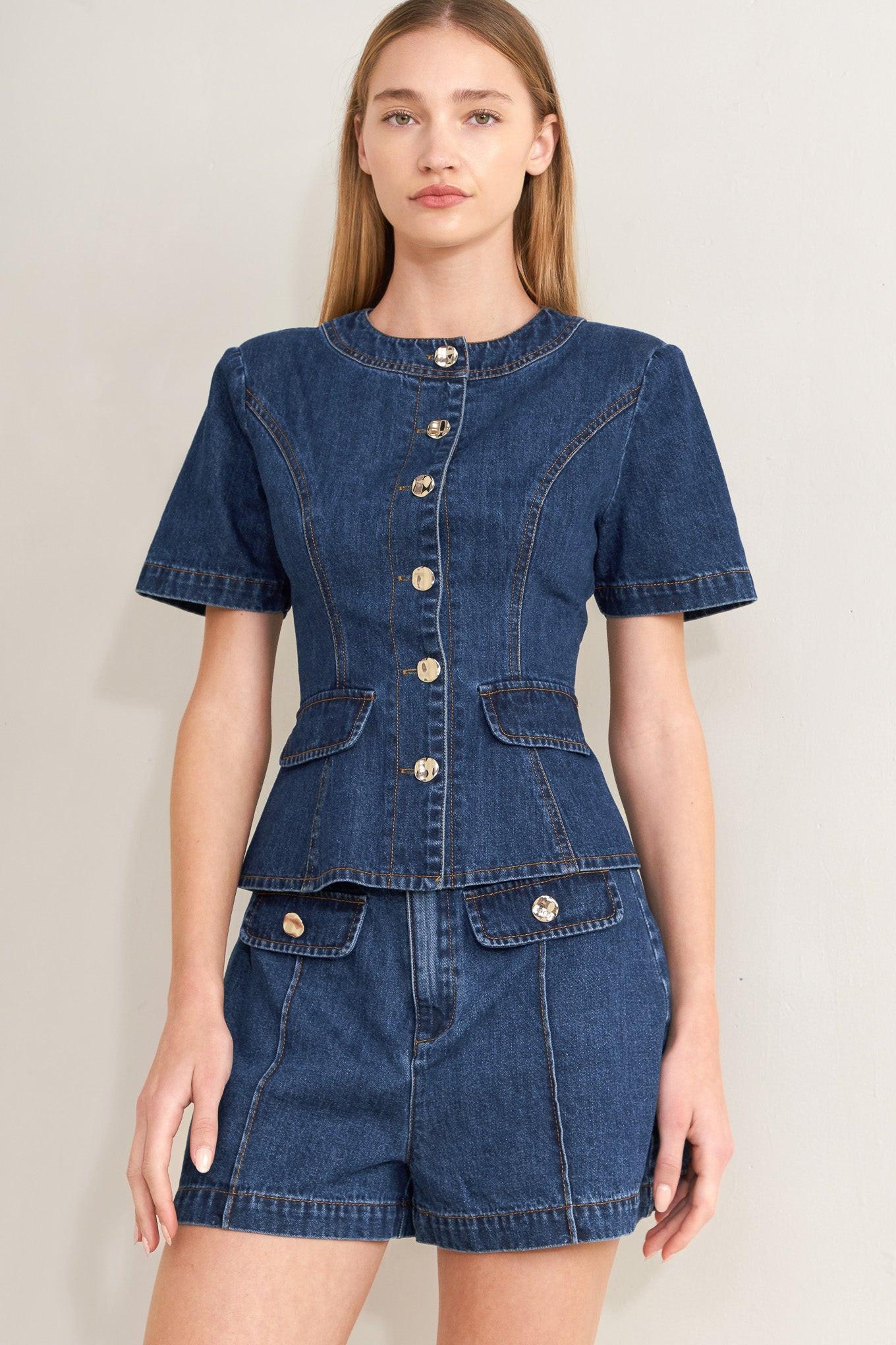 FOREVER STYLISH DENIM TOP - Glamourous Grace