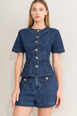 FOREVER STYLISH DENIM TOP - Glamourous Grace