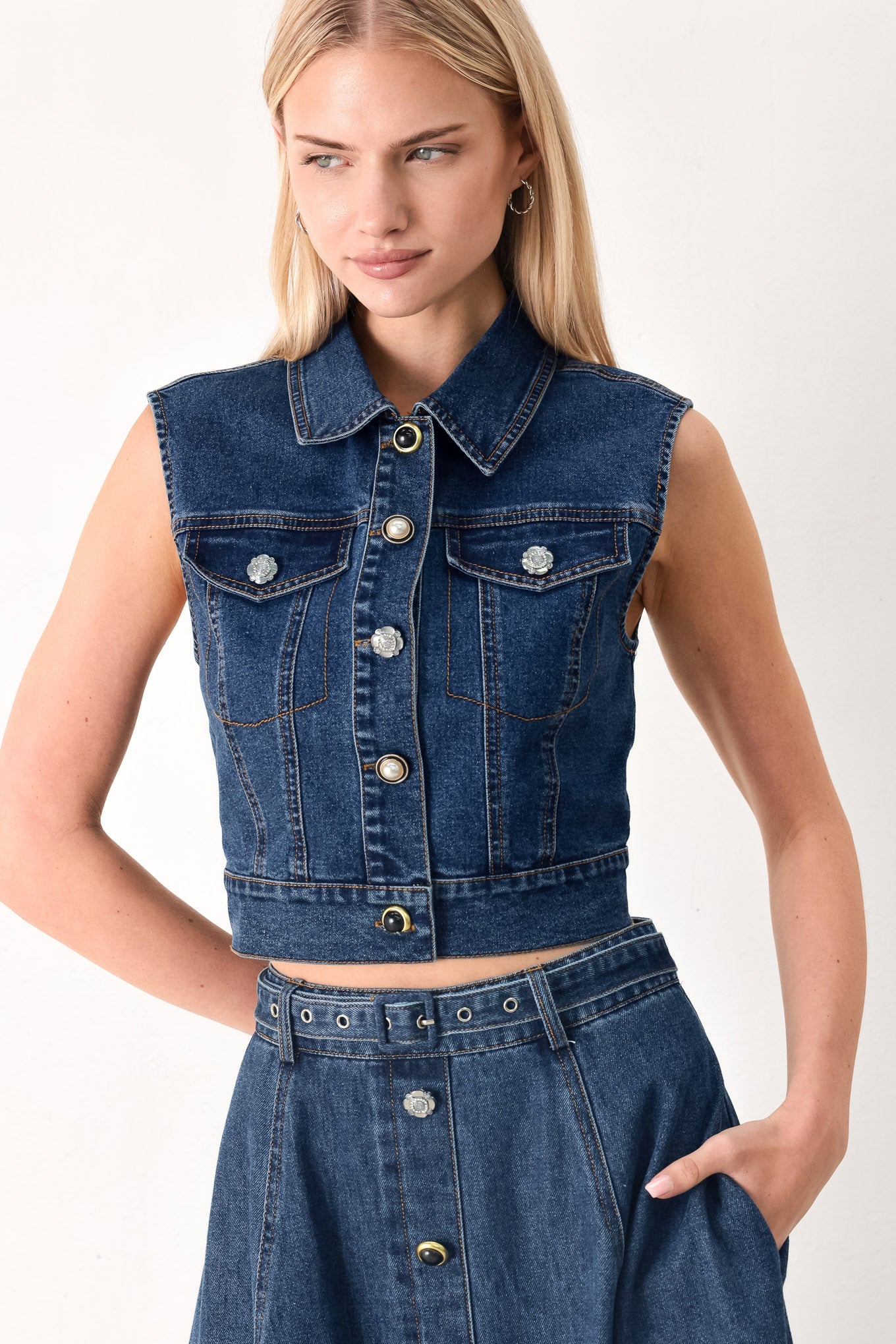 SWEET TALKER DENIM CROP VEST - Glamourous Grace