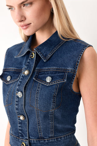 SWEET TALKER DENIM CROP VEST - Glamourous Grace