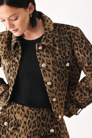 HERITAGE EDGE BROWN/BLACK WOOL-BLEND CROPPED JACKET
