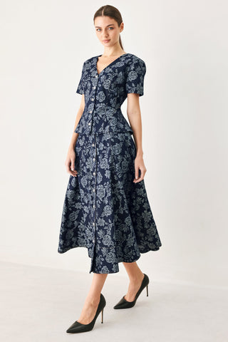 ROSETTE FLORAL WOVEN JACQUARD TOP