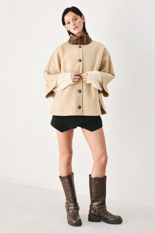CITY IN MOTION BUCKLED CAPELET JACKET