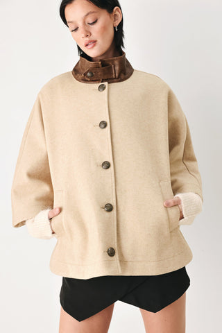CITY IN MOTION BUCKLED CAPELET JACKET