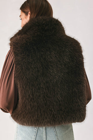 COCOA PLUSH CHOCOLATE BROWN FAUX FUR VEST