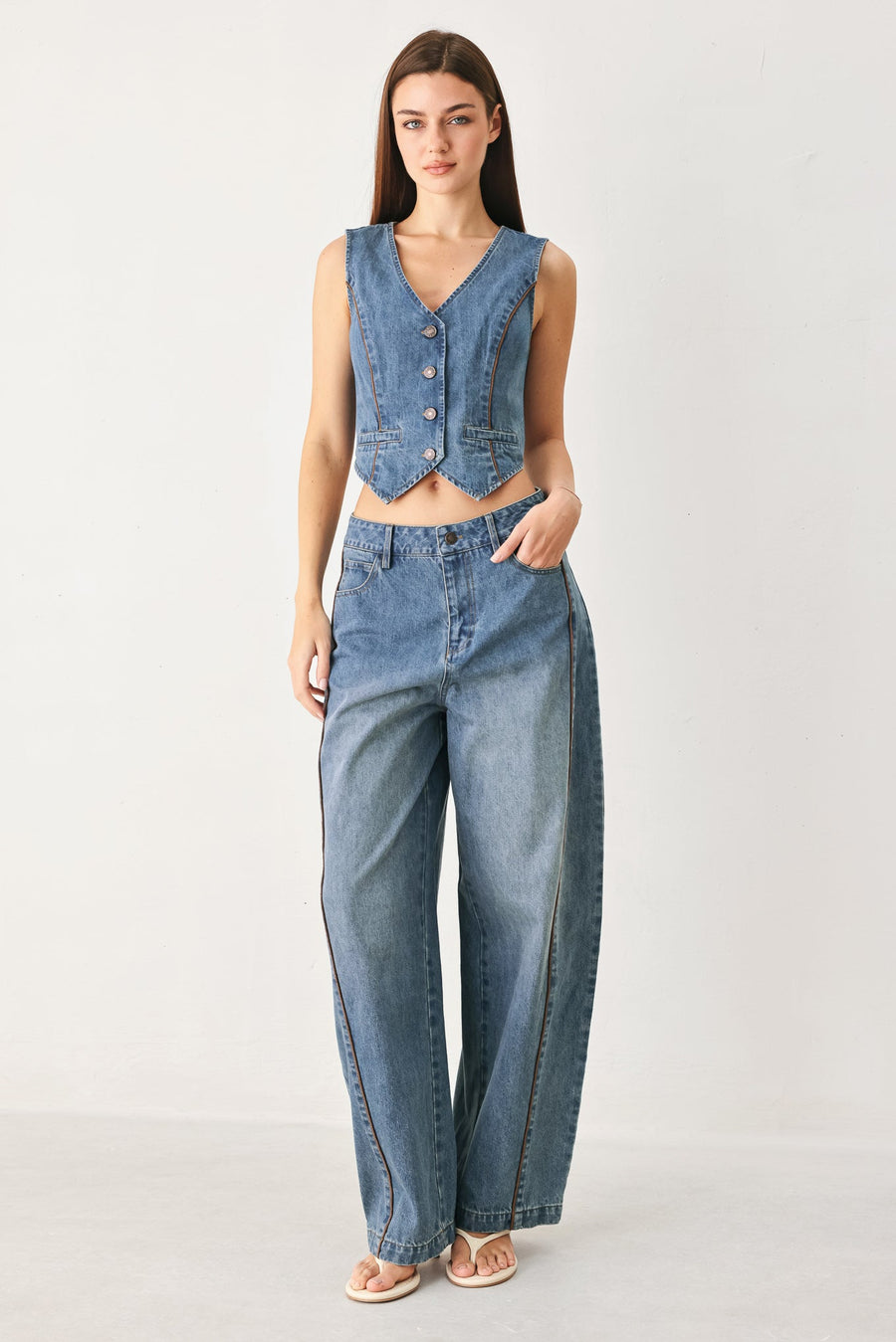 WESTERN MUSE DENIM VEST - Glamourous Grace