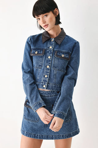 VINTAGE DENIM RENDEZVOUS DENIM CROP JACKET
