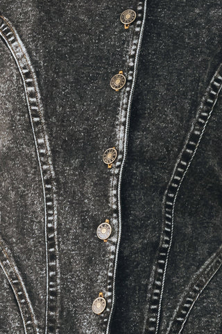 DOWNTOWN EDGE ACID WASH PEPLUM JACKET