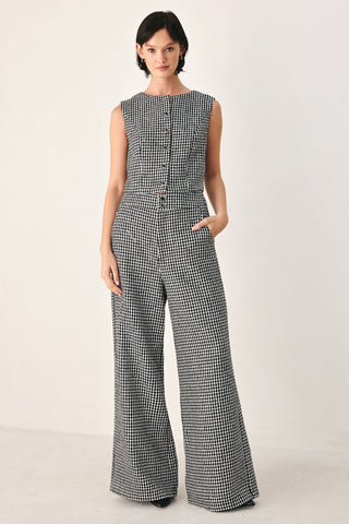 CHECKED IN SPARKLE HOUNDSTOOTH VEST
