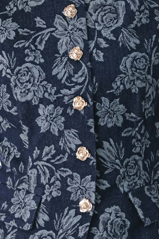 MIDNIGHT ROSE JACQUARD DENIM VEST
