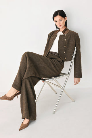 HERITAGE CHARM HOUNDSTOOTH CROP JACKET