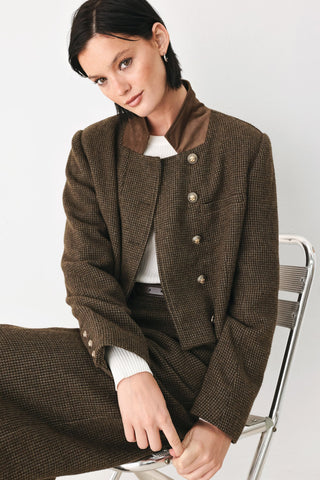 HERITAGE CHARM HOUNDSTOOTH CROP JACKET