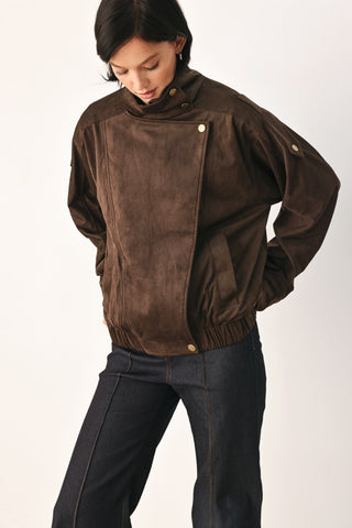 DOWNTOWN DARLING FAUX LEATHER BOMBER JACKET