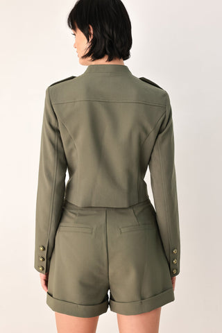 OLIVE COMMAND CROPPED MILITARY JACKET