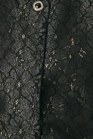 NOIR LACE AFFAIR BLACK/NUDE JEWEL-BUTTON CROPPED JACKET