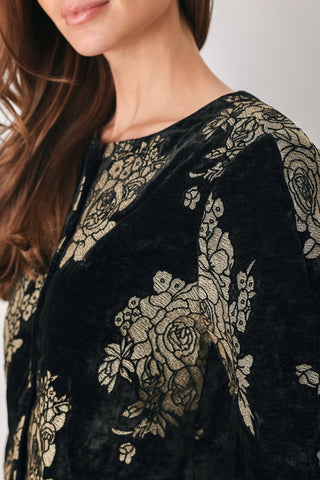 GILDED VELVET BLACK/GOLD JACQUARD CROPPED JACKET