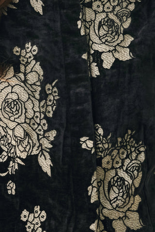 GILDED VELVET BLACK/GOLD JACQUARD CROPPED JACKET