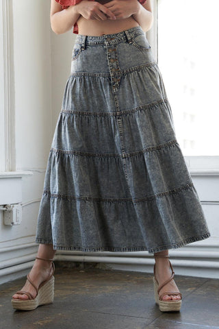 SIMPLE STATEMENT DENIM MIDI SKIRT - Glamourous Grace