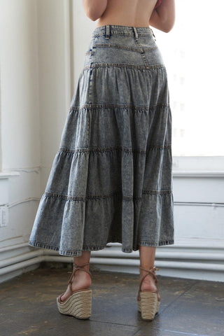 SIMPLE STATEMENT DENIM MIDI SKIRT - Glamourous Grace