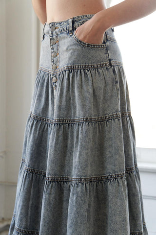 SIMPLE STATEMENT DENIM MIDI SKIRT - Glamourous Grace