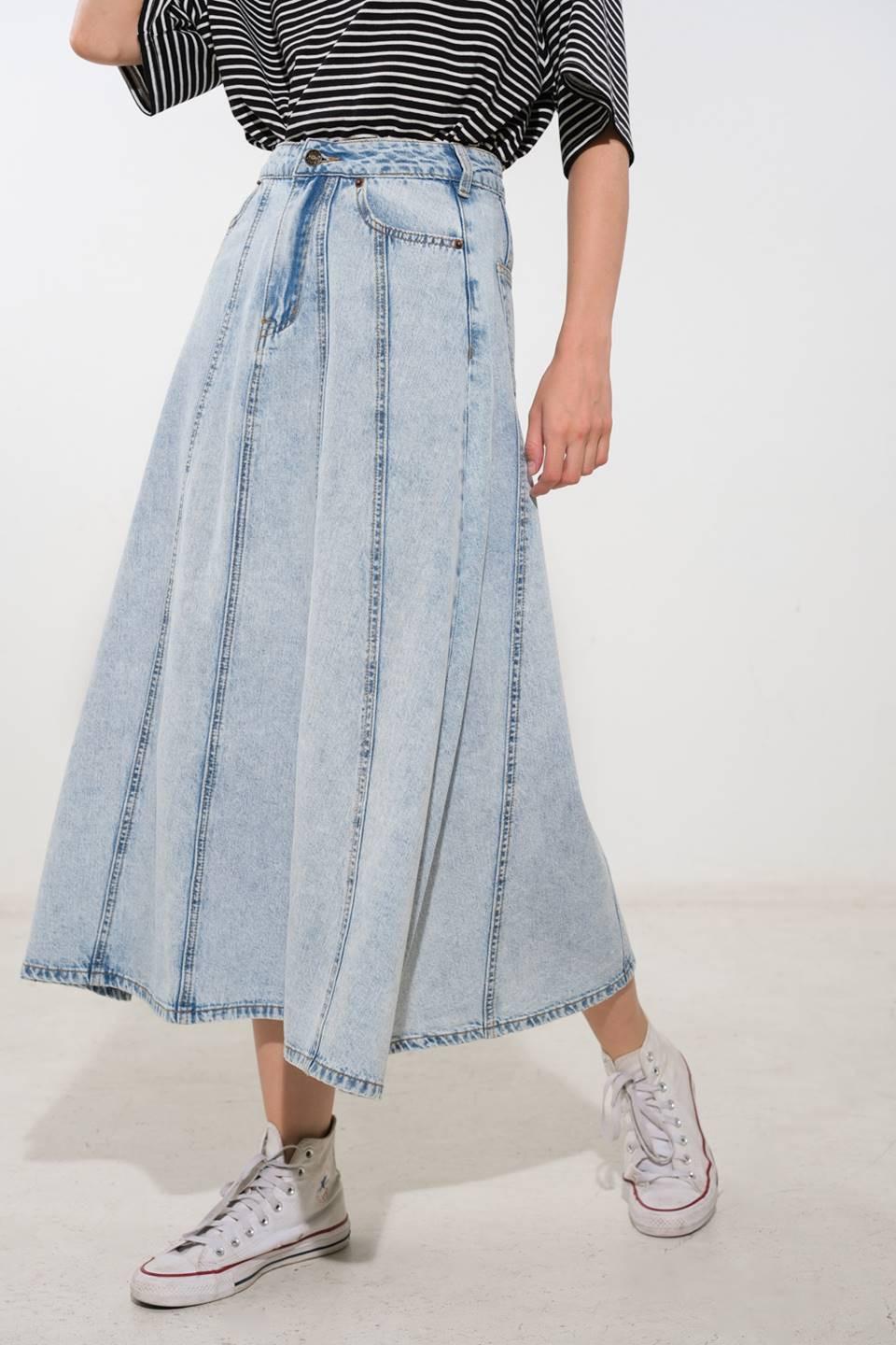 URBAN COWGIRL DENIM MIDI SKIRT - Glamourous Grace