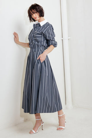 BEHIND THE GRIN WOVEN MIDI SKIRT - Glamourous Grace