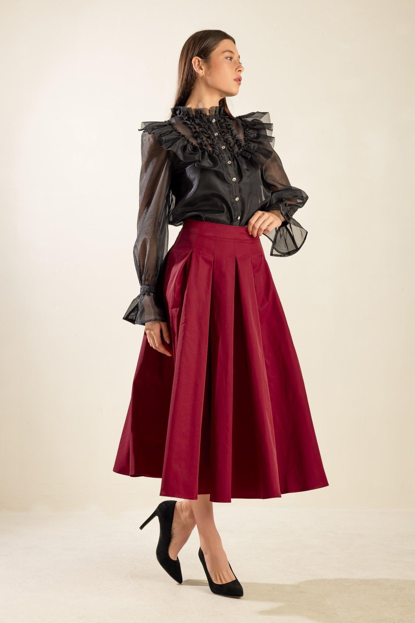 DANCE WITH DESTINY WOVEN MIDI SKIRT - Glamourous Grace