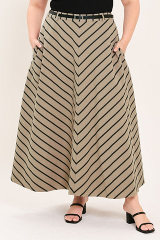 WEEKEND VIBE STRIP WOVEN MIDI SKIRT - Glamourous Grace