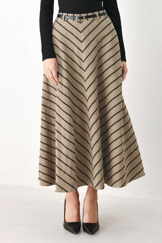 WEEKEND VIBE STRIP WOVEN MIDI SKIRT - Glamourous Grace