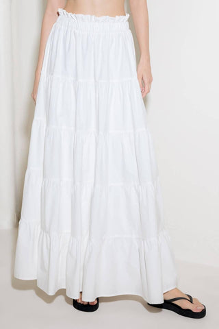 SLOW DOWN IN WHITE WOVEN MAXI SKIRT - Glamourous Grace