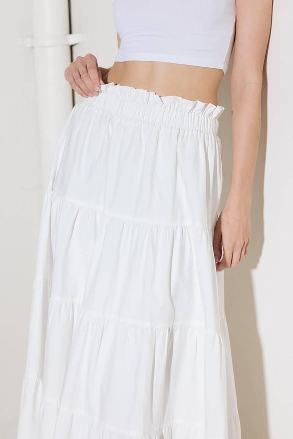 SLOW DOWN IN WHITE WOVEN MAXI SKIRT - Glamourous Grace