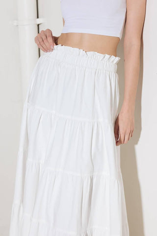 SLOW DOWN IN WHITE WOVEN MAXI SKIRT - Glamourous Grace