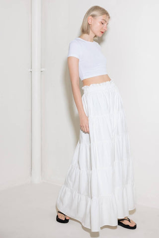 SLOW DOWN IN WHITE WOVEN MAXI SKIRT - Glamourous Grace