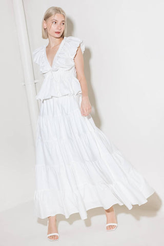 SLOW DOWN IN WHITE WOVEN MAXI SKIRT - Glamourous Grace
