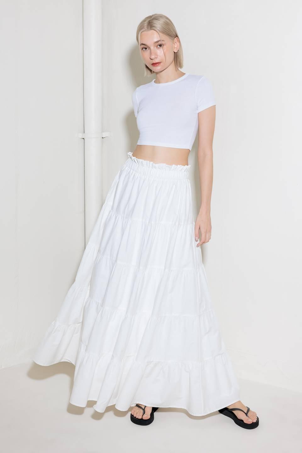 SLOW DOWN IN WHITE WOVEN MAXI SKIRT - Glamourous Grace