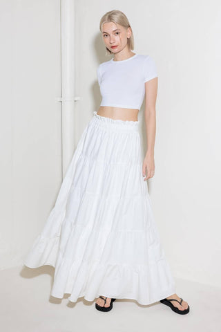 SLOW DOWN IN WHITE WOVEN MAXI SKIRT - Glamourous Grace
